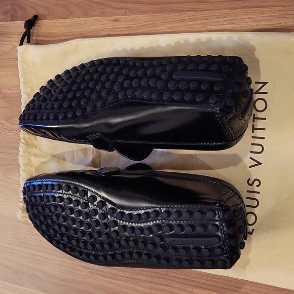 Mens Louis Vuitton Black Leather Mocassin Size 12 - Picture 7 of 11
